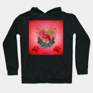 Wonderful flamingo with heart and flowers Hoodie